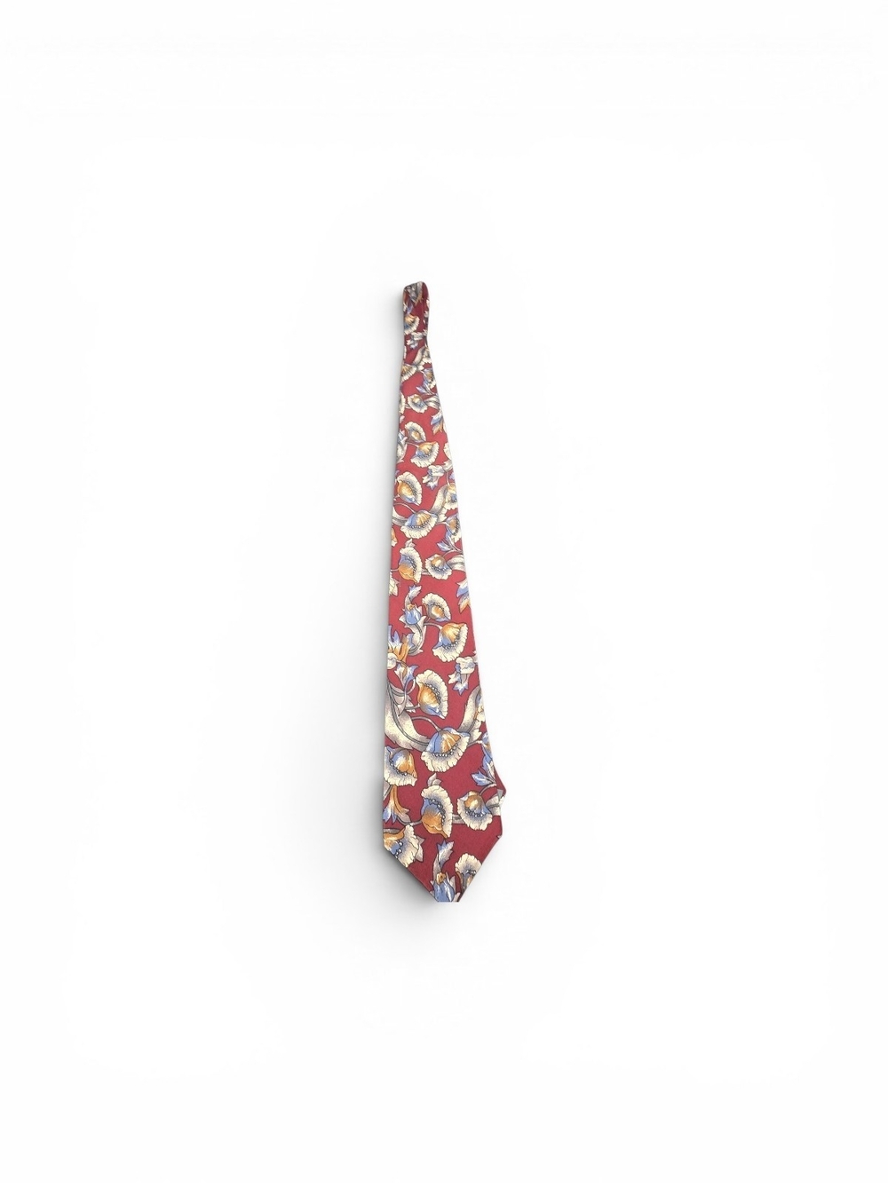 VTG Christian Dior Monsieur Red Floral Silk Tie Art Nouveau Classic Designer